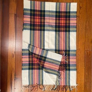 J. Crew factory plaid blanket scarf red blue green yellow cream, 25”x78”